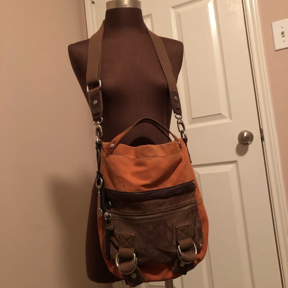 Fossil Unisex Style Geary Canvas Leather Bag